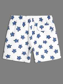 CoralVoy Men's Summer Vacation Style Full Print Sea Turtle Drawstring Waist Slant Pocket Beach Shorts, Holiday - White - View 2