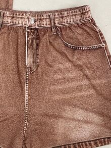 Franclia Contrast Trim Tank Top & Denim Shorts - Brown - View 4