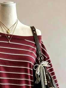 Collagica Collagica Striped Digital Print Fashion Minimalist Women's Large Scoop Neck Long Sleeve Sweatshirt, Gift For Friends Fall - Multicolor - View 3