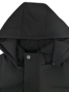 Manfinity Homme جاكيت شتوي رجالي بغطاء رأس وسحاب طويل الأكمام، هدية لعيد الهالوين والكريسماس ورأس السنة - الأسود - مشاهدة 6