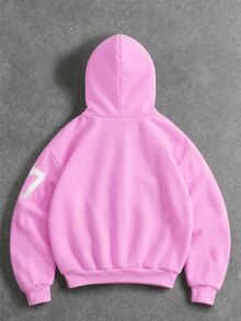 ROMWE MEN Men's Embroidered Zipper Pocket Long Sleeve Hoodie - Pink - View 3