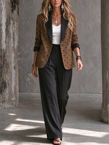 Zayélia Women's Polka Dot Long Sleeve Top And Loose Pants 2 Pieces Set - Multicolor - View 4