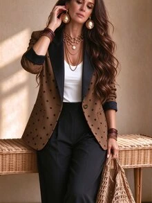 Zayélia Women's Polka Dot Long Sleeve Top And Loose Pants 2 Pieces Set - Multicolor - View 3