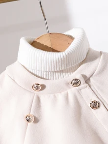 SHEIN Baby Girls Cute And Elegant Hooded Cloak Jacket, Autumn/Winter Wedding Wedding Guest Guest Beige - Apricot - View 7