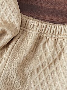 SHEIN Vintaside Kids 2pcs Baby Boys Summer Casual Outfits Button Ribbed Polo Shirt With Elastic Waist Shorts Set - Khaki - View 8