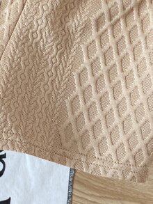 SHEIN Vintaside Kids 2pcs Baby Boys Summer Casual Outfits Button Ribbed Polo Shirt With Elastic Waist Shorts Set - Khaki - View 9