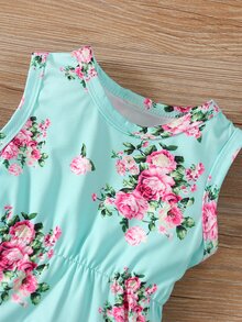 SHEIN Baby Girl Floral Print Bodysuit With Headband - Mint Blue - View 4
