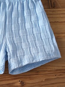SHEIN Baby Boys Summer Casual Matching Two Pieces Set Bear Embroidery Polo Short Sleeve Shirt Top And Short - Blue - View 5