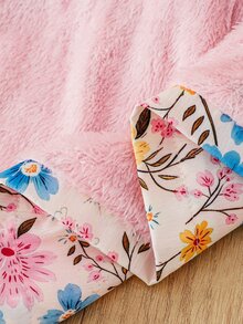 SHEIN Elladie kids 少女花卉印花連帽外套，內層抓絨，前拉鍊收腰外套，適合秋季 - 粉色 - 查看 12