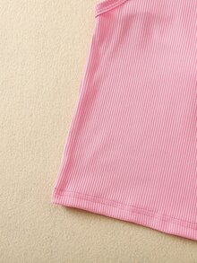 SHEIN 3pcs Young Girl Simple Fashion Versatile Round Neck Casual Tank Tops Summer Holiday Travel School Campus College Beach Black White Baby Pink - Multicolor - View 8