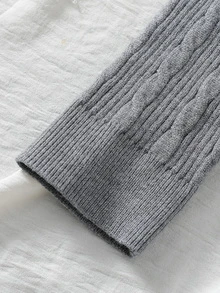 Tween Girl Elegant Grey Cable Knit Sweater And Skirt Set - Grey - View 5