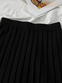 Tween Girl Elegant Grey Cable Knit Sweater And Skirt Set - Grey - View 4