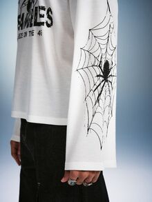 PAVTROS Men's Crew Neck Long Sleeve Printed T-Shirt - White - View 6