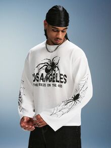 PAVTROS Men's Crew Neck Long Sleeve Printed T-Shirt - White - View 1