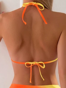 Swim Basics 女款度假海灘漸層比基尼泳衣套裝，適合夏季海灘度假，夏季女裝，海灘穿搭，優雅，派對 - 彩色 - 查看 6