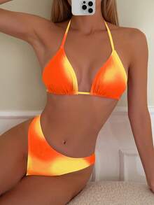 Swim Basics 女款度假海灘漸層比基尼泳衣套裝，適合夏季海灘度假，夏季女裝，海灘穿搭，優雅，派對 - 彩色 - 查看 1