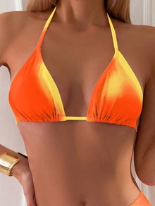 Swim Basics 女款度假海灘漸層比基尼泳衣套裝，適合夏季海灘度假，夏季女裝，海灘穿搭，優雅，派對 - 彩色 - 查看 5