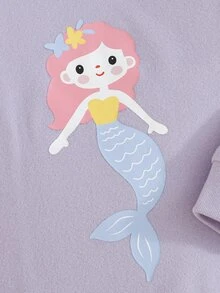 SHEIN 女嬰 2套裝美人魚卡通圖案睡衣套裝 - 彩色 - 查看 3