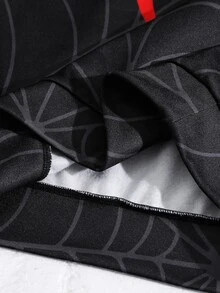 SHEIN Kids 2pcs Teen Boy Street Style Black Spider Print Hoodie And Sweatpants, Perfect For The Fall/Winter Back-To-School Season. - Multicolor - View 7