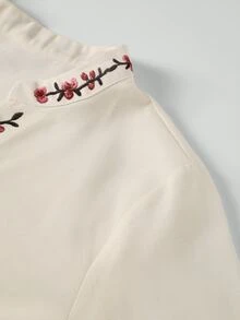 Linhara CURVE Blus Wanita Ukuran Besar Motif Aprikot Leher V, Gaya Kasual Vintage, Cocok untuk Jalan-jalan, Pakaian Sehari-hari, dan Liburan - Aprikot - View 12