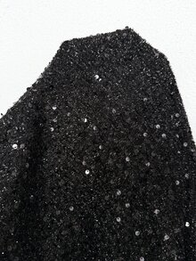 Comfylo 大尺碼女款休閒優雅迷人派對雞尾酒晚禮服，黑色亮片露背蝴蝶結，適合秋季聖誕節 - 黑色 - 查看 9