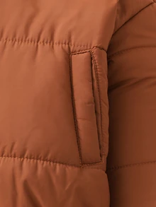 Girls' Winter Padded Coat, Brown With Brown Plaid Lining, Reversible, Suitable For Parties, Gatherings And Daily Commute - Brown - View 4