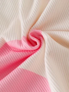 SHEIN 女童秋冬休閒 T-shirt 套裝 白色紫色針織羅紋極地絨長袖上衣喇叭褲 2 件組 7 歲生日套裝 秋季套裝 - 粉色 - 查看 12