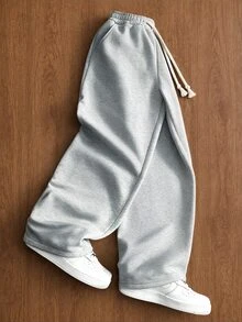 TOKVUE 男士休閒刺繡翅膀圖案運動長褲 - 灰色 - 查看 1