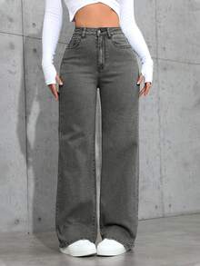 Flexra Plus Size Women's Stretch Denim Jeans Grey Textured Premium Stretch Straight Leg Jeans Cowboy For Women - Grey - View 7