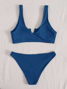 Swim Basics Conjunto de bikini en V para playa en verano - Azul - Ver 4