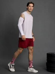 Coreblaze Boyfriend Style Men's Letter Print Stand Collar Summer Sports Tank Top Compression Shirt Men - Grey - View 3