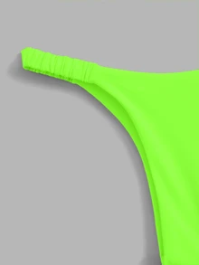 Swim Basics Conjunto de bikini de triángulo sólido con sujetador halter neón para playa de verano - Verde - Ver 6