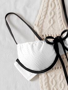 Swim Basics Set Pakaian Renang Pantai Liburan Musim Panas untuk Wanita dengan Trim Warna Kontras - MultiWarna - View 4