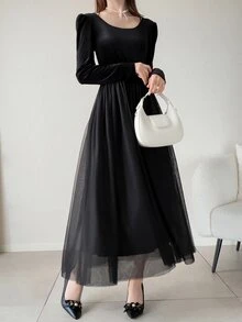 FRIFUL Women's Elegant Gentle Long Sleeve Dress For Date And Evening Party - Black - View 7