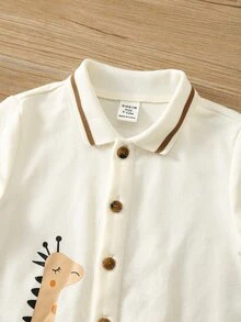 SHEIN Baby Boy/Girl Newborn Autumn/Winter Cartoon Pattern Polo Collar Long Sleeve Romper Jumpsuit, Cute Infant One-Piece - Multicolor - View 8