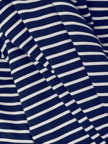 Nöista Long Sleeve Womenswear Fitted Top.With Stripped Fabric And Contrast Neck With A Front Cut Out.Perfect For Daily Outfits In The Back To School Season. - Royal Blue - View 12