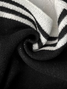 Elyressa Women's Autumn/Winter Striped Drop Shoulder Long Sleeve Casual Loose Sweater - Black - View 8