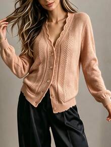 Breezaya Women's Solid Color Casual Daily Cardigan - Brown - View 6