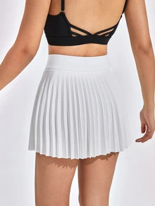 CourtClass CourtClass Breathable Softness Pleated Tennis Skort Tennis Skirt Set - White - View 5