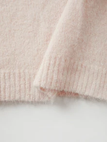 SHEIN Franclia Soft‑Toned Blush Knit Pullover With Classic Crew‑Neck Cut. Relaxed Dropped‑Shoulder Silhouette Bring - Baby Pink - View 8