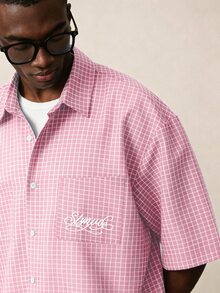 STYNVO Men's Casual Streetwear Plaid Shirt, Summer City Break Vacation Pink Check - Pink - View 4