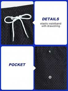 Manfinity KASUA Pantalones cortos de playa casuales con cordón en la cintura para hombres, vacaciones - Negro - Ver 8