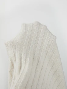 SHEIN Cream Turtleneck Knit 2Pcs Casual Commute Outfit - Apricot - View 8