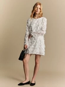 Écloséra Women's Tassel Design Casual Daily Summer Short Dress - White - View 4