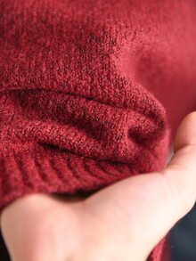 CosyJoli Plus Size Dusty Rose Bell Sleeve Long Sleeve Embroide Round Neck Sweater Soft Form Casual Vacation Formal Autumn/Winter Top - Red - View 8