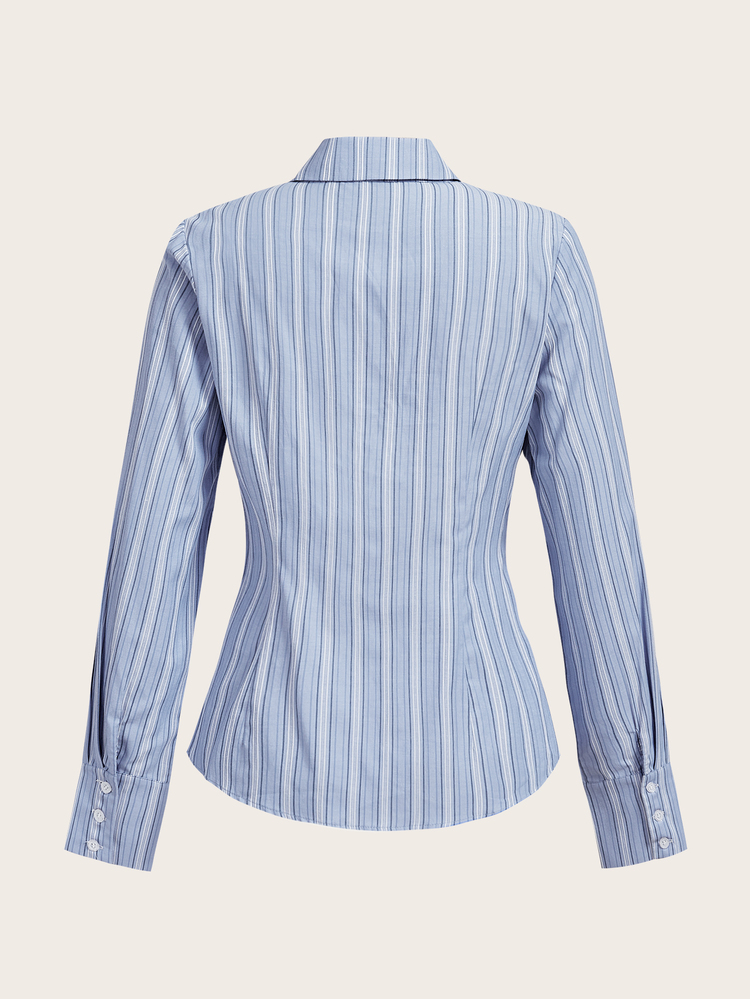 Trelyra Spring/Summer European & American Navy Style Striped Cinched Cinched Waist Sexy Long Sleeve Blouse - Blue - View 10