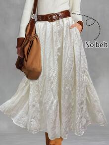 INAWLY Women's Solid Color Casual Versatile Daily Skirt - Apricot - View 6