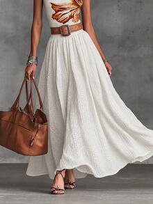 INAWLY Women's Solid Color Casual Versatile Daily Skirt - Apricot - View 1