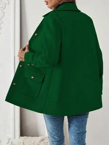 SHEIN PariChic Women's Front Button Long Sleeve Minimalist Pocket Jacket, Casual Everyday Wear Fall Winter Cloth For Women - Dark Green - View 2