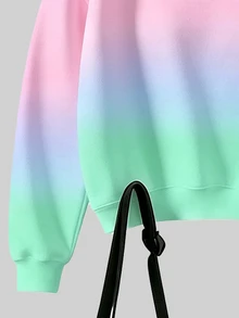 Tween Girls Crew Neck Sweatshirt & Leggings Set Gradient Bow Print Pink Pastel Cozy Fall Winter 1 Set - Multicolor - View 5